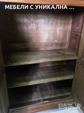 Античен шкаф-витрина масив с мраморен плот, снимка 3 - Секции и витрини - 40617813