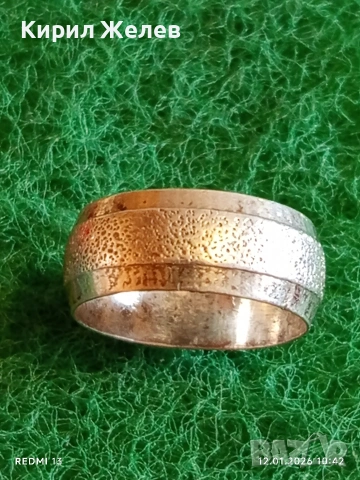 Текстуриран дизайн сребърен пръстен тип халка майсторска ръчна изработка 52672, снимка 3 - Пръстени - 53070053