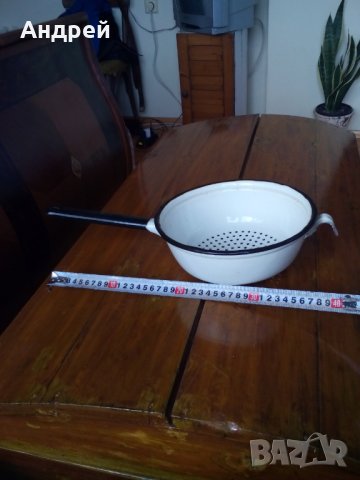 Стара емайлирана цедка,гевгир #6, снимка 3 - Други ценни предмети - 27761914