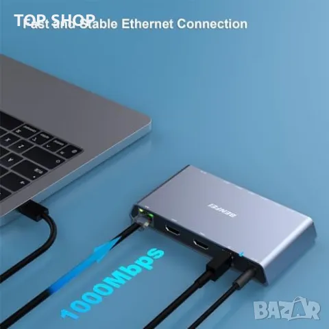Нов 12-в-1 USB 3.0 докинг станция с двоен HDMI дисплей 6*USB порта SD TF четец, снимка 3 - Друга електроника - 49498053