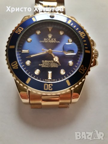 Мъжки луксозен часовник Rolex Oyster  Perpetual Submariner  Gold and blue 
