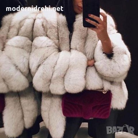 Дамско палто от лисица бяло, снимка 1 - Палта, манта - 27122921