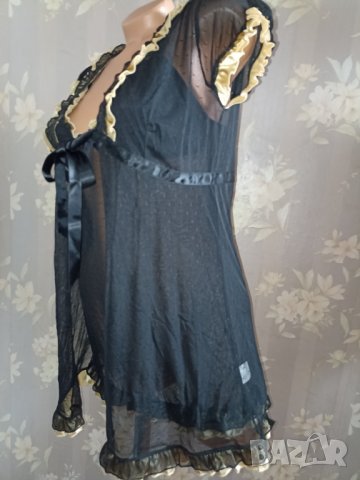 Hunkemoler S, M - Нов разкошен секси комплект нощничка с халат от тюл и златист сатен , снимка 6 - Нощници - 38293216