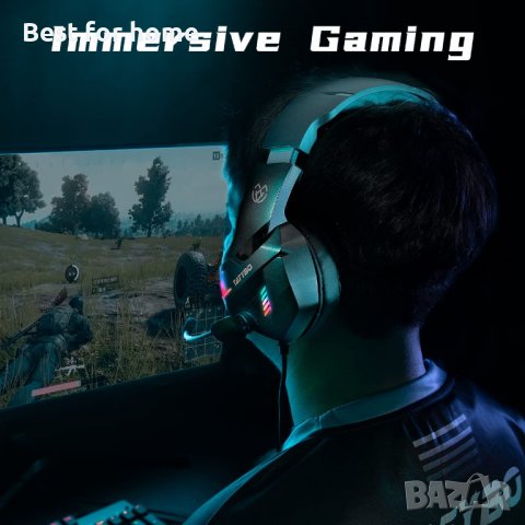 Геймърски слушалки Tatybo с микрофон за PC PS4 PS5 Xbox One Series X/S Switch,PS4,4 RGB светлинни, снимка 2 - Слушалки и портативни колонки - 39698676