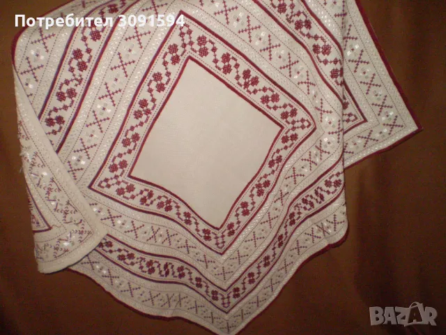 Памучна покривка ръчна бродерия с копринени и памучни конци, снимка 5 - Покривки за маси - 49448864