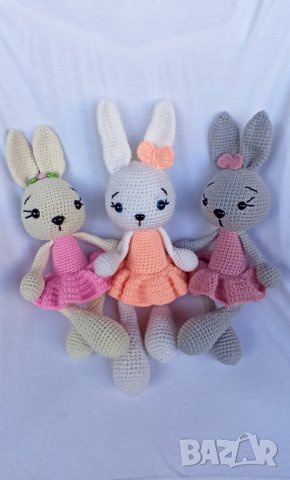 Плетени играчки - зайчета , жабка, снимка 2 - Плюшени играчки - 37509298