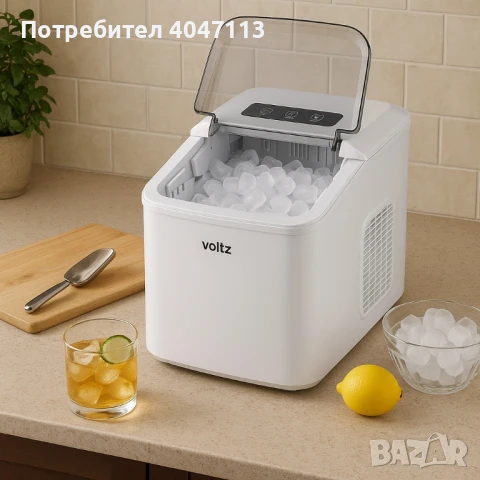 Ледогенератор Voltz, 100W~120W, 12кг./24ч., 1.3л., Черен или бял, снимка 4 - Други - 51075560