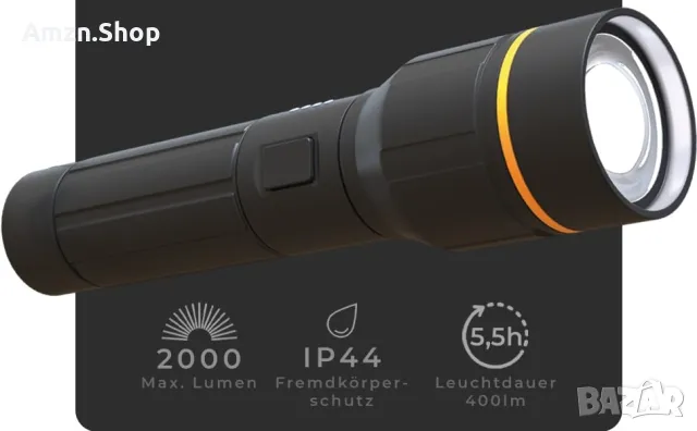 LICHTMEISTER ® LED акумулаторна фенерче 2000 лумена 5000 mAh батерия, снимка 10 - Къмпинг осветление - 49654426