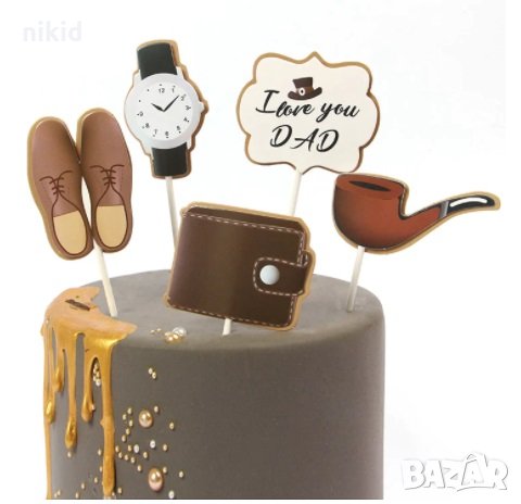  Лила Портфейл часовник обувка I love you Dad сет топери клечки торта украса парти Рожден Ден