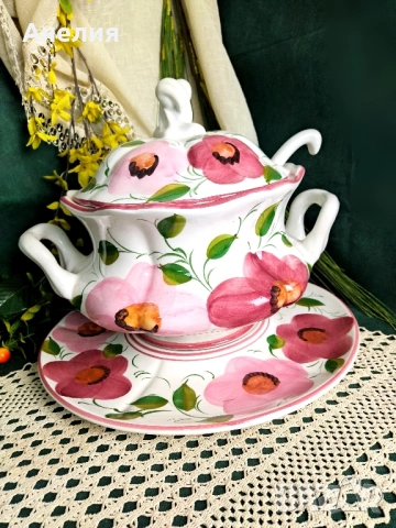 Съд за сервиране огромен 4 литра с черпак, снимка 2 - Чинии - 52483160