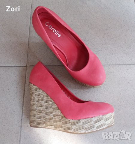 Обувки на платформа в червено-розов цвят, снимка 1 - Дамски обувки на ток - 28479710