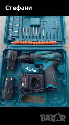 Акумулаторен Винтоверт с две батерии в удобен куфар , снимка 1