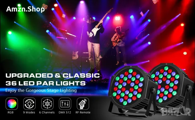 36 LED сценични светлини RGB DJ LED Par Light DMX Controlled Sound Activated Auto Play, снимка 2 - Лед осветление - 48695954