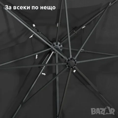 Градински Чадър Чупещо Рамо С Двоен Покрив Антрацит 250x250 см Код P589, снимка 6 - Градински мебели, декорация  - 50426821