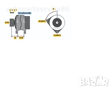 Алтернатор мотор генератор Bosch за Peugeot 307, 406 2.0 HDi 0124615002