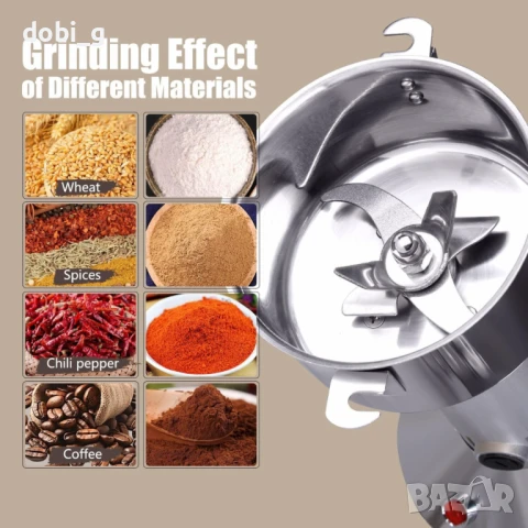 Мощна електрическа мелница за зърно и подправки, снимка 3 - Кухненски роботи - 51385827