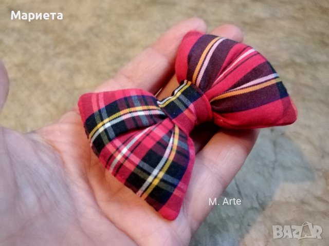 Карирана фибичка панделка Панделка Червено каре , снимка 2 - Аксесоари за коса - 43180198