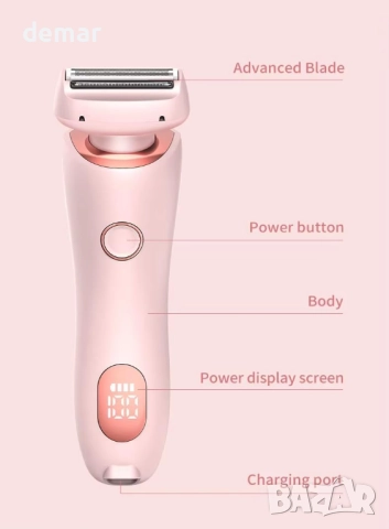 2 в 1 електрическа самобръсначка за жени и тример за бикини зона–водоустойчива, безболезнена, розова, снимка 9 - Електрически самобръсначки - 51944028