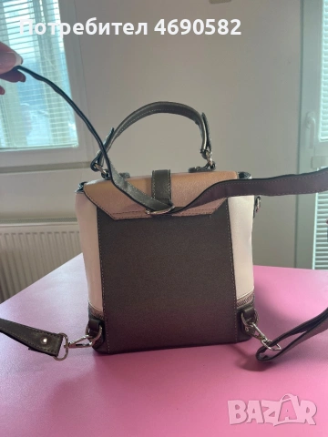 Чанта от естествена кожа в бяло, розово и сиво, снимка 8 - Чанти - 53045138