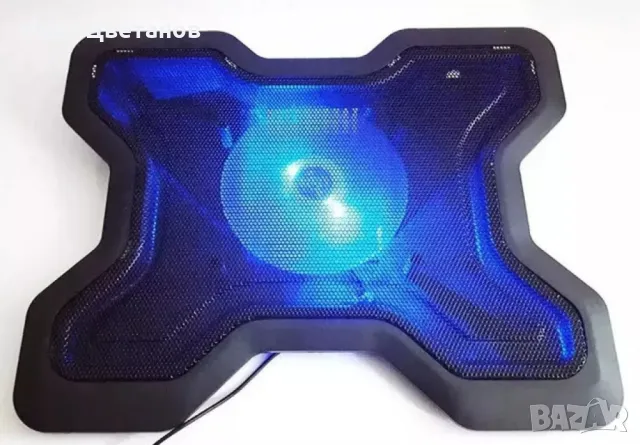  Охладител за лаптоп – Мощно охлаждане с безшумен вентилатор и RGB ефект 