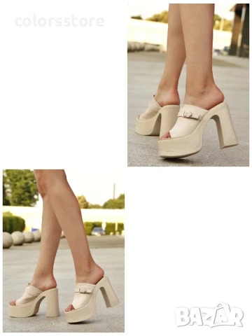 Чехли на ток - бежова кожа - LKR50 