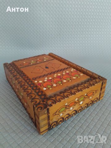 Стара дървена кутия за карти., снимка 3 - Антикварни и старинни предмети - 27158370