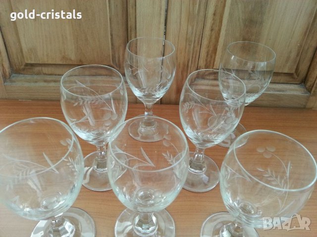 Ретро стъклени чаши гравирани , снимка 4 - Антикварни и старинни предмети - 33126866