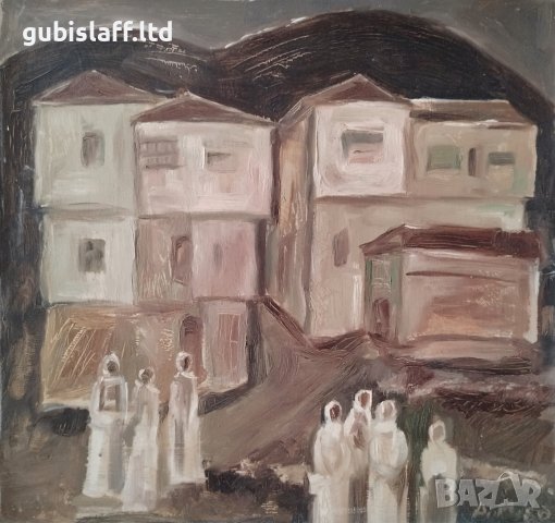 Картина, "Родопско село", худ. Д.Митев, 1980 год., снимка 2 - Картини - 43770910