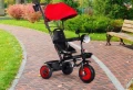 Детска триколка, количка, 3 в 1, въртяща се седалка, червен сенник, снимка 2