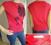 Червена блуза с цветя, снимка 1 - Блузи с дълъг ръкав и пуловери - 27455960