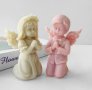 3D Голямо момиче ангел на колене с венец силиконов молд форма гипс фондан смола шоколад декор свещ, снимка 4