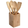 Екологичен комплект бамбукови кухненски прибори с поставка, снимка 4