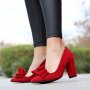 Обувки на ток - червен велур - 1764 (големи номера)
