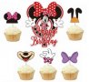 5+1 Мини Маус minnie mouse Happy Birthday Картонен топер за торта и мъфини украса декор рожден ден 