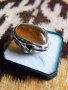 Авторски стар зашеметяващ сребърен пръстен с  натурален кехлибар, снимка 1 - Пръстени - 26300164