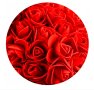Мече изработено от рози с панделка, 25см, цвят: червен  