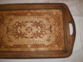 Стар Дървен Поднос За Сервиране Пирография, снимка 4