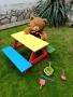 Градинска детска масичка с пейки, цветна., снимка 1