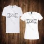 Тениски за двойки с щампа мъжка тениска + дамска тениска ONE LOVE, снимка 1 - Тениски - 26337525