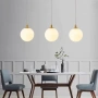 Висяща лампа глобус „Opal Globe“ – стъклена сфера с меко дифузно осветление и метални акценти, снимка 5