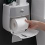 Лепяща пластмасова поставка органайзер за тоалетна хартия с чекмедже, снимка 6