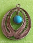 Старинен сребърен филигранен медальон с тюркоаз 41329, снимка 6