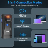 Скенер за баркод Eyoyo Bluetooth 1D 2D QR код, ръчен скенер със задна скоба USB и безжичен, 7 часа р, снимка 5 - Принтери, копири, скенери - 39815568
