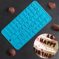 2670 Силиконова форма за шоколад Happy Birthday молд с числа и знаци, снимка 1 - Форми - 35489849