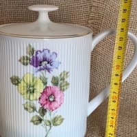 Порцеланов немски чайник с релеф и красиви цветя, снимка 6 - Други - 33622314