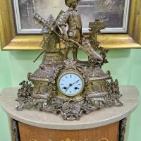 Страхотен антикварен колекционерски френски бронзов каминен часовник , снимка 6 - Антикварни и старинни предмети - 43312650