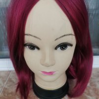 Нова  права червена перука БОБ без бретон - 35см- мод.96, снимка 2 - Аксесоари за коса - 23030464