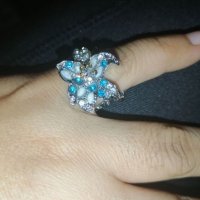 Луксозен пръстен опал и сапфир, нов 💥, снимка 5 - Пръстени - 32868375