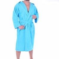 Памучен мъжки, дамски халат за баня с качулка, попива прекрасно!, снимка 5 - Хавлиени кърпи - 43961143