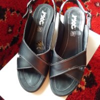 Дамски черни сандали на платформа от естествена кожа, снимка 2 - Сандали - 26729610